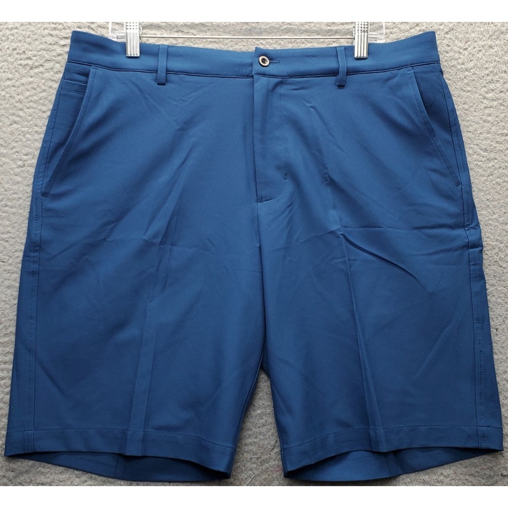 Dunning Golf Shorts Mens 36 Blue Player Fit Woven Performance Stretch Flat Front